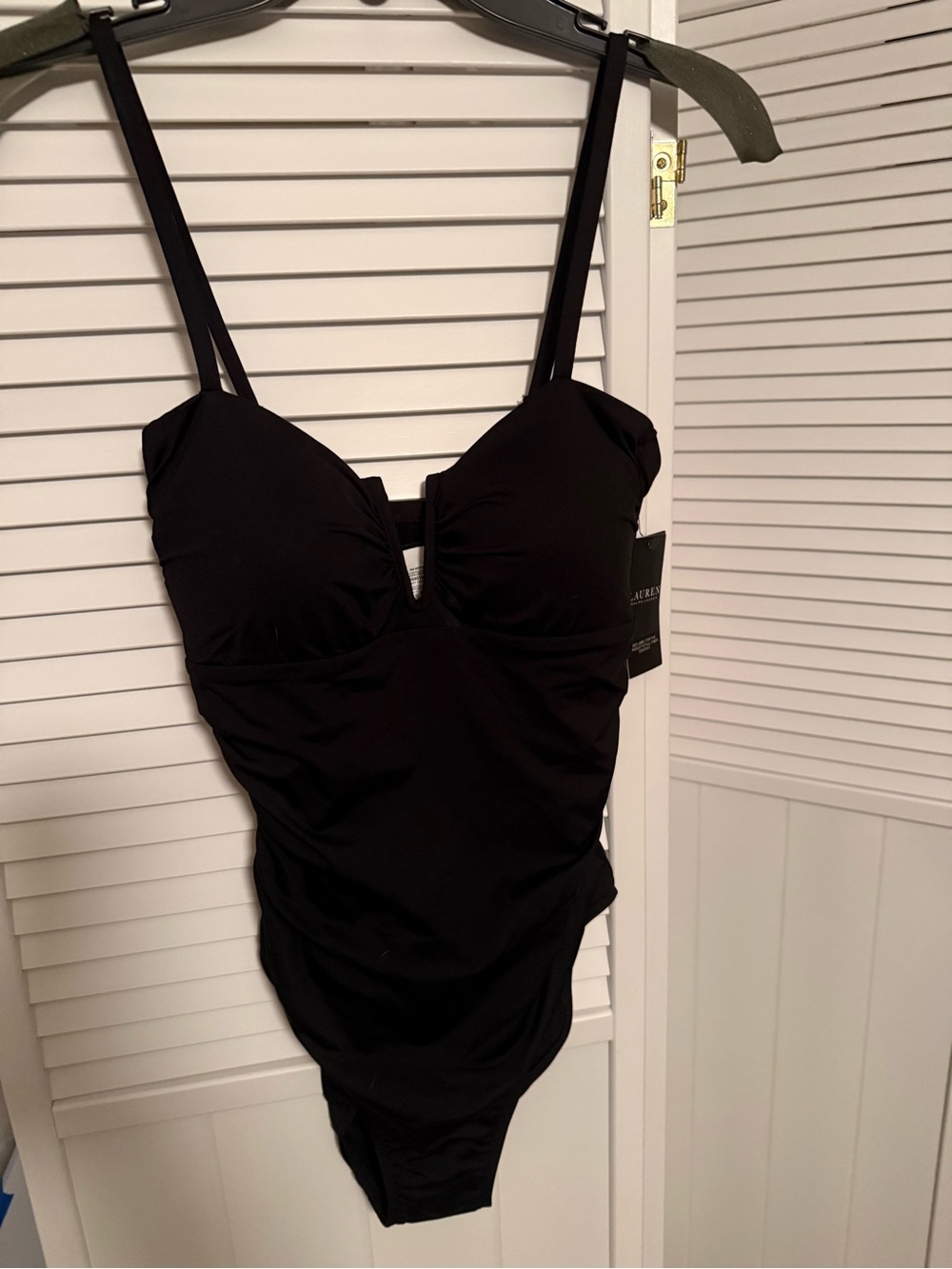 Ralph Lauren Black One-Piece Swimsuit with V-Keyhole